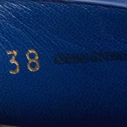 Pre Owned Prada Blue Leather Espadrille Platform Sandals Size 38