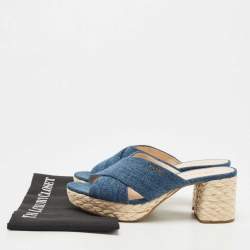 Prada Blue Denim Slide Sandals Size 39