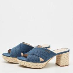 Prada Blue Denim Slide Sandals Size 39