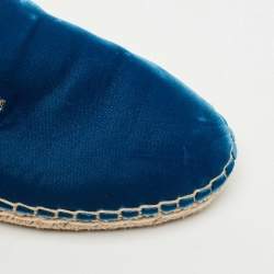Pre Owned Prada Blue Velvet Espadrille Flat Mules Size 38.5