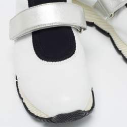 Pre Owned Prada White/Black Leather Low Top Sneakers Size 37.5 