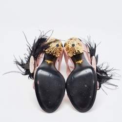 Prada Pink Satin and Feather Embellished Ankle Strap Sandals Size 38