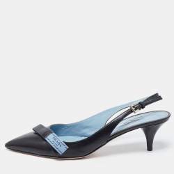 Prada Black Leather Slingback Pumps Size 39