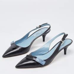Prada Black Leather Slingback Pumps Size 39