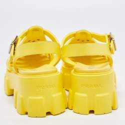 Prada Yellow Rubber Monolith Sandals Size 38