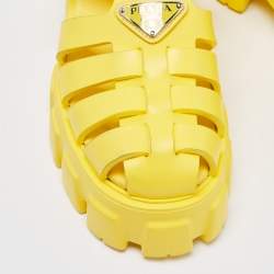 Prada Yellow Rubber Monolith Sandals Size 38