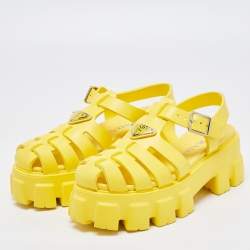 Prada Yellow Rubber Monolith Sandals Size 38