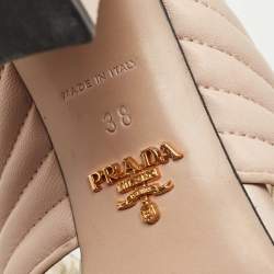 مملوكة مسبقًا Prada Beige Leather Crisscross Slide Sandals Size 38
