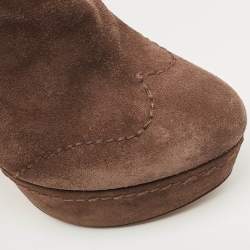 Pre Owned Prada Brown Suede Platform Ankle Boots Size 39