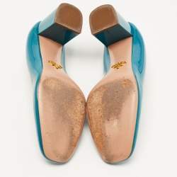 Prada Teal Patent Leather Loafer Pumps Size 35.5