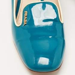 Prada Teal Patent Leather Loafer Pumps Size 35.5