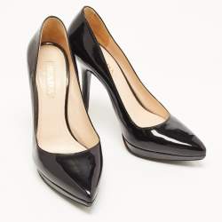 Prada Black Patent Leather Platform Pumps Size 39