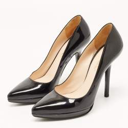 Prada Black Patent Leather Platform Pumps Size 39
