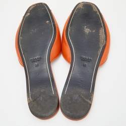 Prada Orange Patent Leather Crystal Embellished Flat Slides Size 38