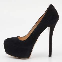 Pre Owned Prada Black Suede Platform Pumps Size 36.5
