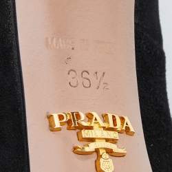 Pre Owned Prada Black Suede Platform Pumps Size 36.5