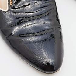  Prada Black Patent Leather Flat Mules Size 39