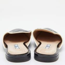  Prada Black Patent Leather Flat Mules Size 39