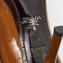 Prada Brown/Red Patent Leather Bow Pointed Pumps Size 39.5