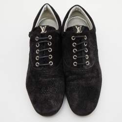 Louis Vuitton Black Glitter Suede Lace Up Oxfords Size 39