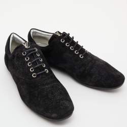 Louis Vuitton Black Glitter Suede Lace Up Oxfords Size 39