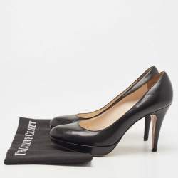 Pre Owned Prada Black Leather Platform Pumps Size 37