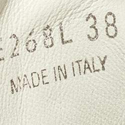 مملوكة مسبقًا Prada White Leather Robot Queen Patchwork Low Top Sneakers Size 38