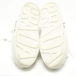 مملوكة مسبقًا Prada White Leather Robot Queen Patchwork Low Top Sneakers Size 38