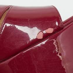 Prada Burgundy Patent Leather Ankle Strap Platform Sandals Size 39.5