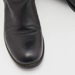 Prada Black Leather Zip Knee Length Boots Size 37