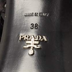 Prada Black Feather and Satin Slingback Sandals Size 38