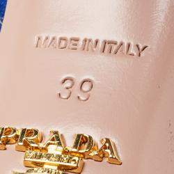 Prada Blue Suede Peep Toe Platform Ankle Strap Sandals Size 39