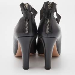 Pre Owned Prada Black Leather Strappy Pumps Size 40