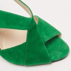 Prada Green Suede Criss Cross Open Toe Slingback Sandals Size 36.5
