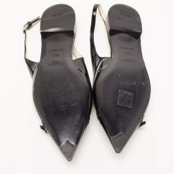 Prada Black Patent Leather Slingback Flats Size 36.5