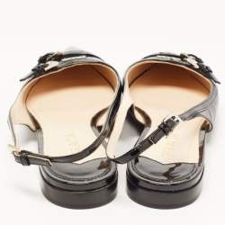 Prada Black Patent Leather Slingback Flats Size 36.5