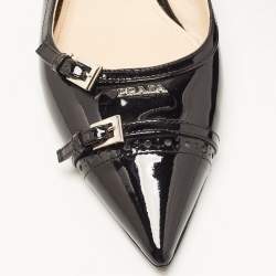Prada Black Patent Leather Slingback Flats Size 36.5