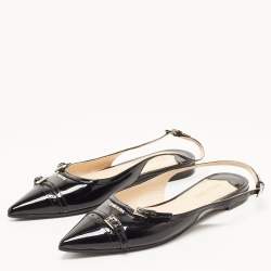 Prada Black Patent Leather Slingback Flats Size 36.5