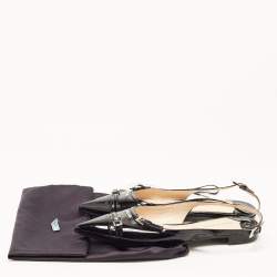 Prada Black Patent Leather Slingback Flats Size 36.5