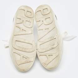 مملوكة مسبقًا Prada White Leather Comic Strip Low Top Sneakers Size 37.5