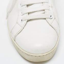 مملوكة مسبقًا Prada White Leather Comic Strip Low Top Sneakers Size 37.5