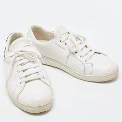 مملوكة مسبقًا Prada White Leather Comic Strip Low Top Sneakers Size 37.5