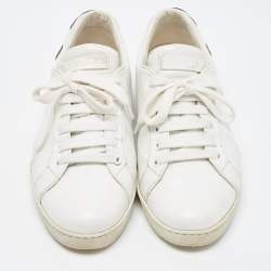 مملوكة مسبقًا Prada White Leather Comic Strip Low Top Sneakers Size 37.5