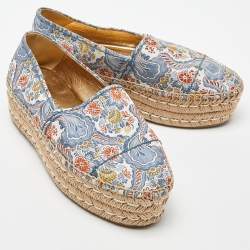Pre Owned Prada Multicolor Fabric Slip On Espadrilles Flats Size 37