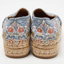 Pre Owned Prada Multicolor Fabric Slip On Espadrilles Flats Size 37