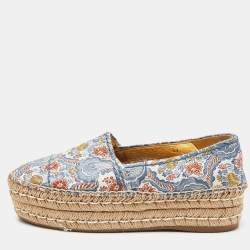 Pre Owned Prada Multicolor Fabric Slip On Espadrilles Flats Size 37