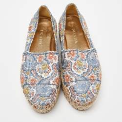 Pre Owned Prada Multicolor Fabric Slip On Espadrilles Flats Size 37