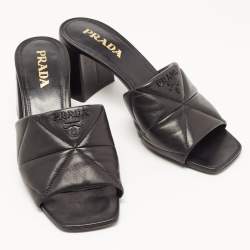 مملوكة مسبقًا Prada Black Quilted Leather Slide Sandals Size 39