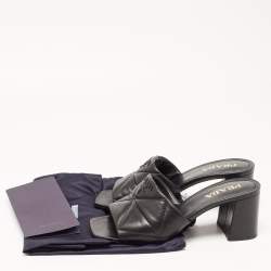 مملوكة مسبقًا Prada Black Quilted Leather Slide Sandals Size 39