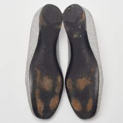 Prada Silver Glitter Logo Smoking Slippers Size 36.5